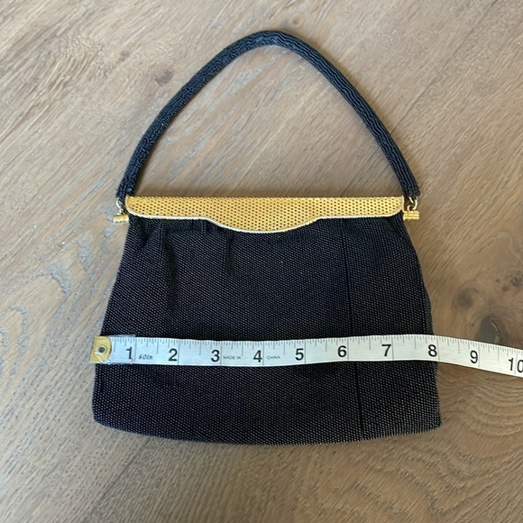 Vintage Black Beaded Gold Metal Top Closure Purse - Picture 8 of 9